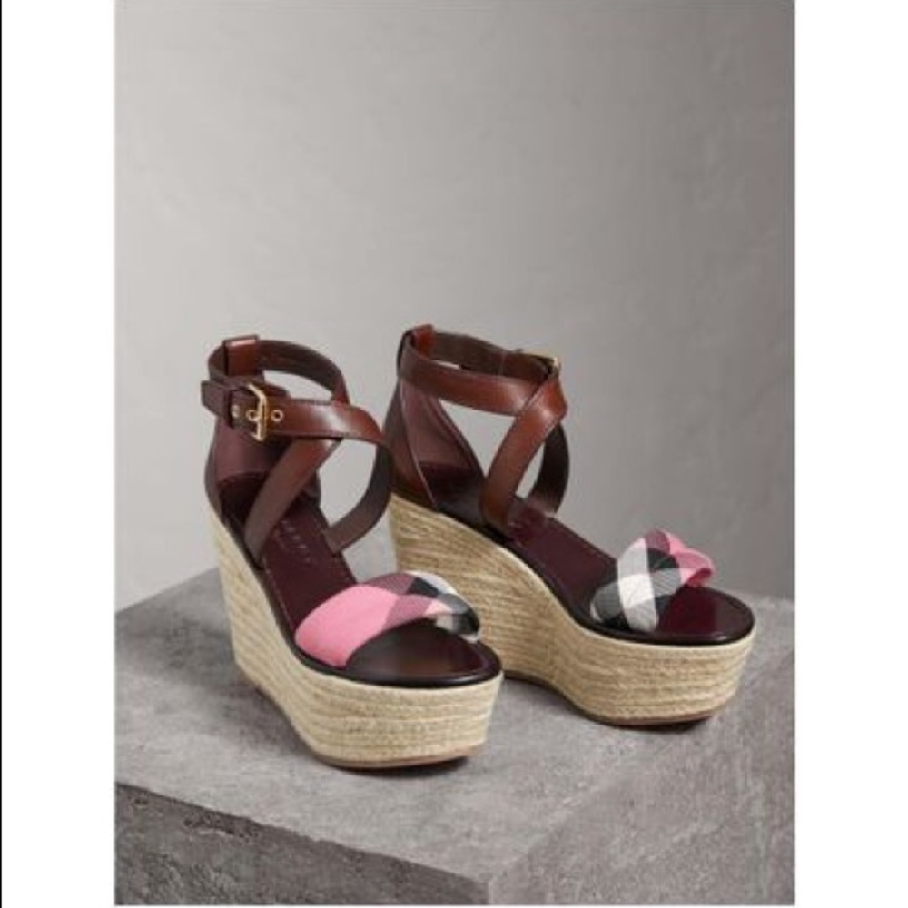 Burberry Platform Espadrille Wedge Sandals !